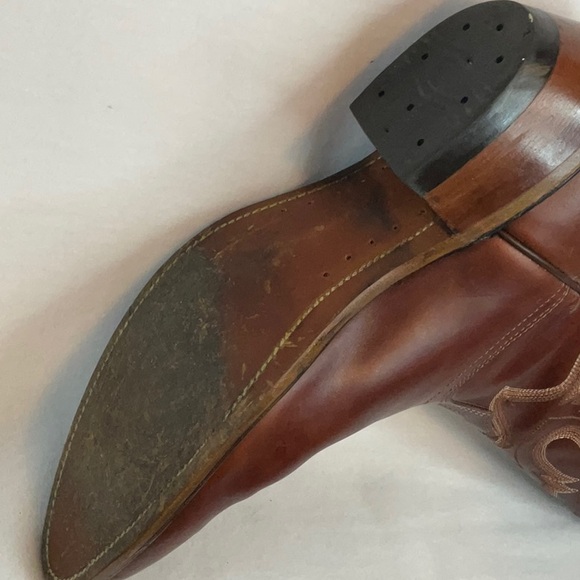 BOULET Classic Brown Leather Cowboy Boots-10E - Picture 8 of 8